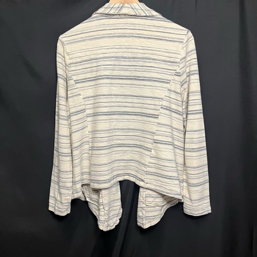 Saturday Sunday Anthropologie striped Cream and Gray Open Cardigan - Picture 4 of 9